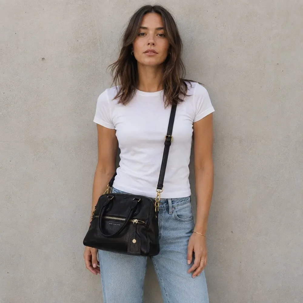Marc by Marc Jacobs Calamity Rei Black Leather Satchel Crossbody Bag